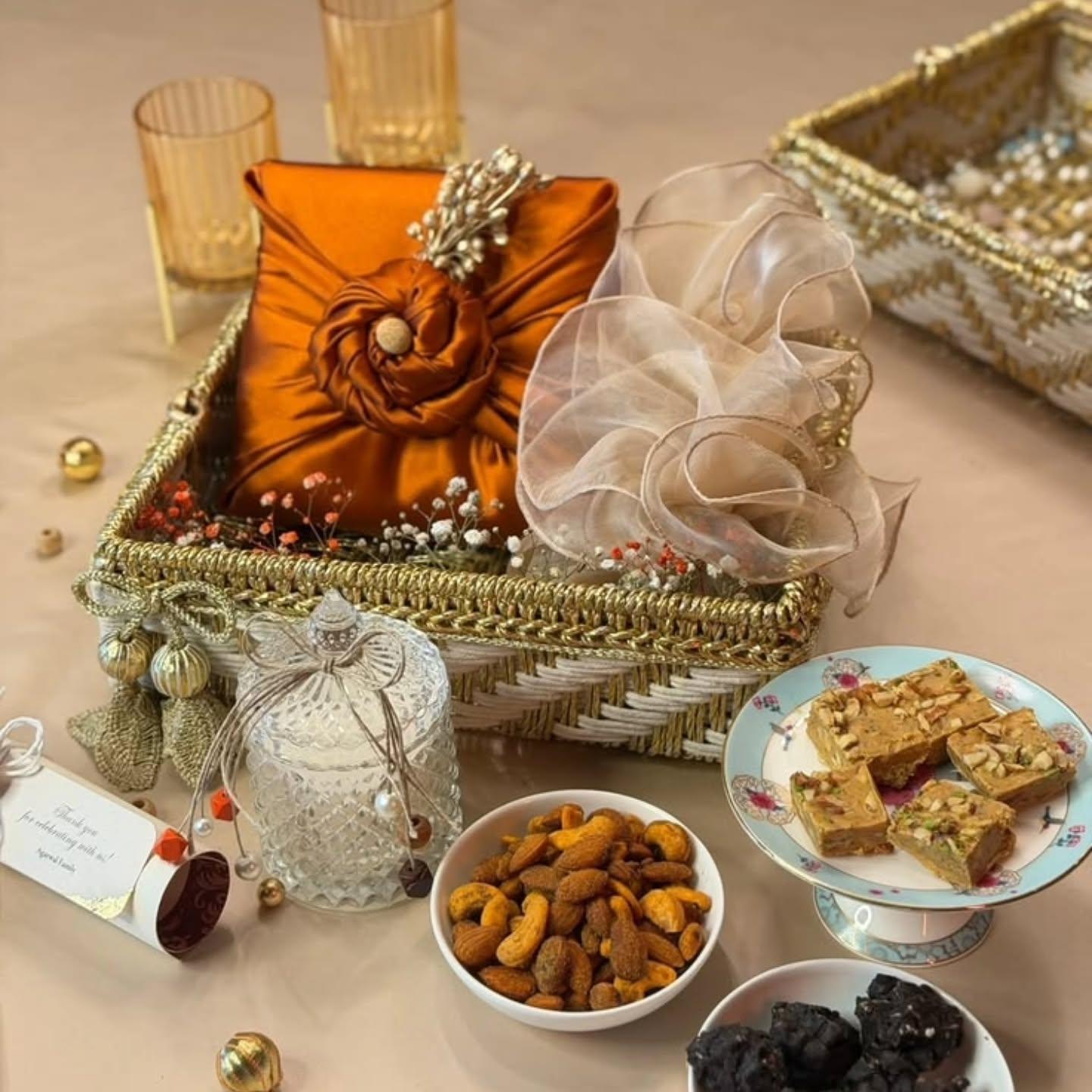 Premium tray with satin wrap and sweets